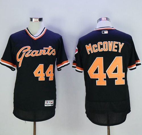 Giants #44 Willie McCovey Black Flexbase Authentic Collection Cooperstown Stitched MLB Jersey